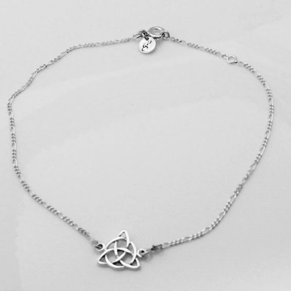Triquetra Anklet .925 Sterling Silver Trinity knot Celtic Irish Goddess - Picture 1 of 7